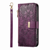 Floral Flip Lanyard Wallet Case  for iPhone