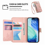 Floral Flip Lanyard Wallet Case  for iPhone