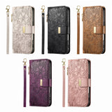 Floral Flip Lanyard Wallet Case  for iPhone