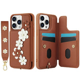 Floral Stylish Crossbody Card Case for iPhone