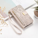 Floral Flip Lanyard Wallet Case  for iPhone