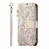 Floral Flip Lanyard Wallet Case  for iPhone