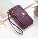Floral Flip Lanyard Wallet Case  for iPhone