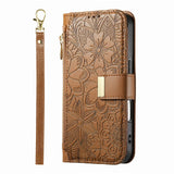 Floral Flip Lanyard Wallet Case  for iPhone