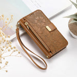 Floral Flip Lanyard Wallet Case  for iPhone