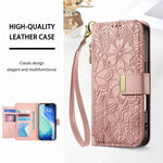 Floral Flip Lanyard Wallet Case  for iPhone