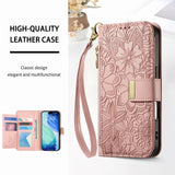 Floral Flip Lanyard Wallet Case  for iPhone