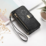 Floral Flip Lanyard Wallet Case  for iPhone