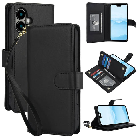 RFID Blocking Magnetic Wallet Case with Card Holder for iPhone